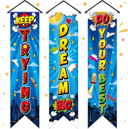 Chiisong 3 Pcs Neon Banner Party Decorations Let's Glow Banner Glow in the Dark Porch Sign Welcome Birthday Porch Sign for Neon Birthday Party Supplies Club Halloween Classroom Decorations
