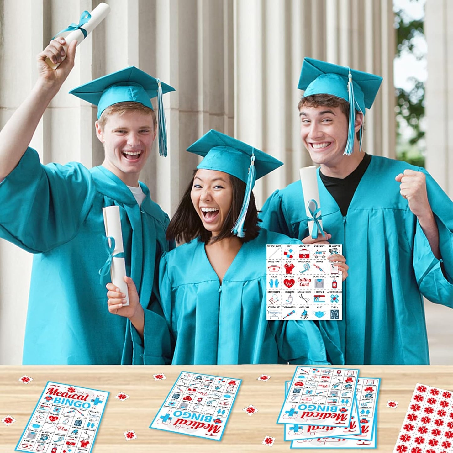 Cheereveal Nurse Graduation Party Games, Nurse Graduation Bingo Game with 12 Player Chips, 24 Medical Bingo Cards for Graduation Party Games 2026, Nursing Grad Party Activities Supplies