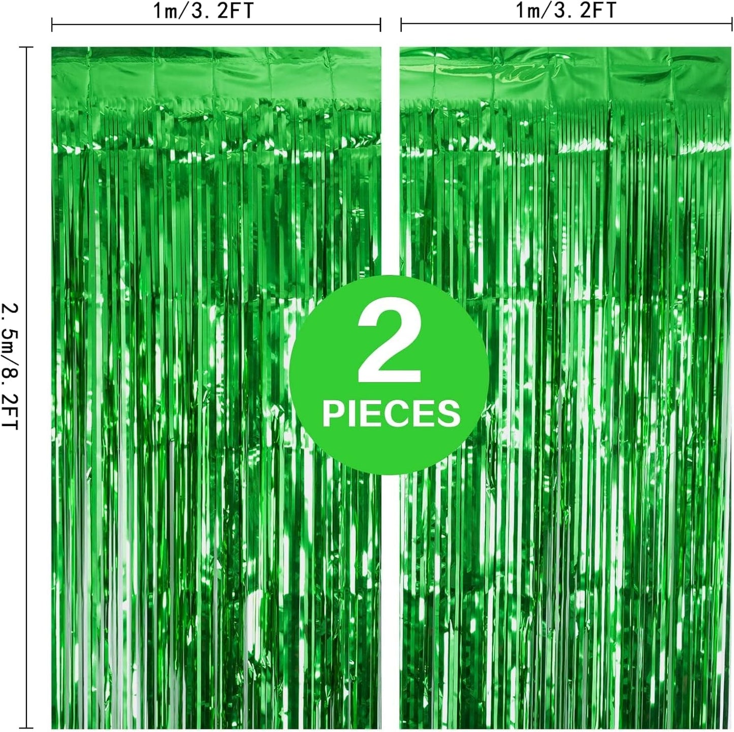 2 Pack 3.2ft x 8.2ft Silver Metallic Tinsel Foil Fringe Curtains, Door Streamer Photo Booth Backdrop for Birthday Graduation Engagement Bridal Shower Bachelorette Baby Shower Party Decorations