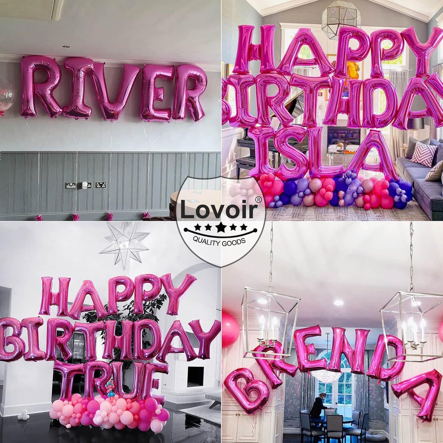 Lovoir 40 Inch Large Hot Pink Letter A Balloons Big Size Jumbo Mylar Foil Helium Balloon for Birthday Party Celebration Decorations Alphabet Hot Pink A