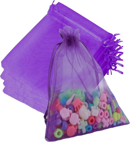 Organza Bags, Organza Bags 5 x 7 Inch, 50 Pcs White Sheer Party Favor Mesh Bag with Drawstring, Small Jewelry Gift Candy Bag for Wedding Christmas Birthday Halloween Graduation Party Favors Supplies