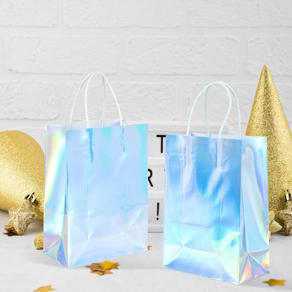 BLEWINDZ 32 Pieces Gift Bags with 32 Tissues, 8 Colors Party Favor Bags with Handles, Rainbow Gift Bag for Wedding, Birthday, Party Supplies and Gifts