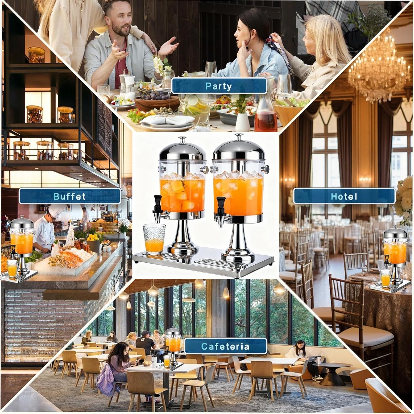 2.2 Gallon Drink Dispensers for Parties, Beverage Dispenser with Stand and Ice Shovel, Commercial Hot Cold Juice Dispenser for Parties, Wedding, Hotel Buffet, Banquet, Restaurant (8 L)