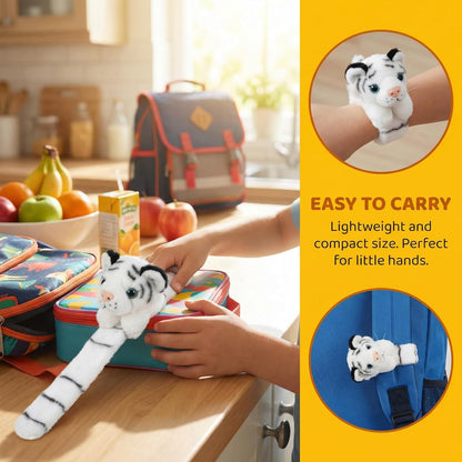 jarbins Animal Slap Bracelets Tiger Plush Kids Pretend Play Bracelets Bulk Toys Wristband for Children Birthday Party Favors