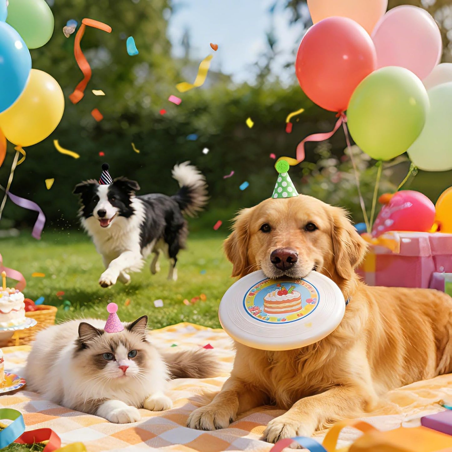 CANREVEL Mini Party Hats for Stuffed Animals Headwear, Birthday Hats Party Animal Birthday Decorations Supplies for Dog Cat
