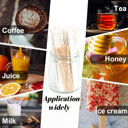 ANTETOK Wooden Coffee Stirrers - Coffee Stir Sticks 7.5 Inch,100pcs Disposable Birch Wood Coffee/Beverage Stirrers,Swizzle Drink Sticks,Coffee Bar Accessories