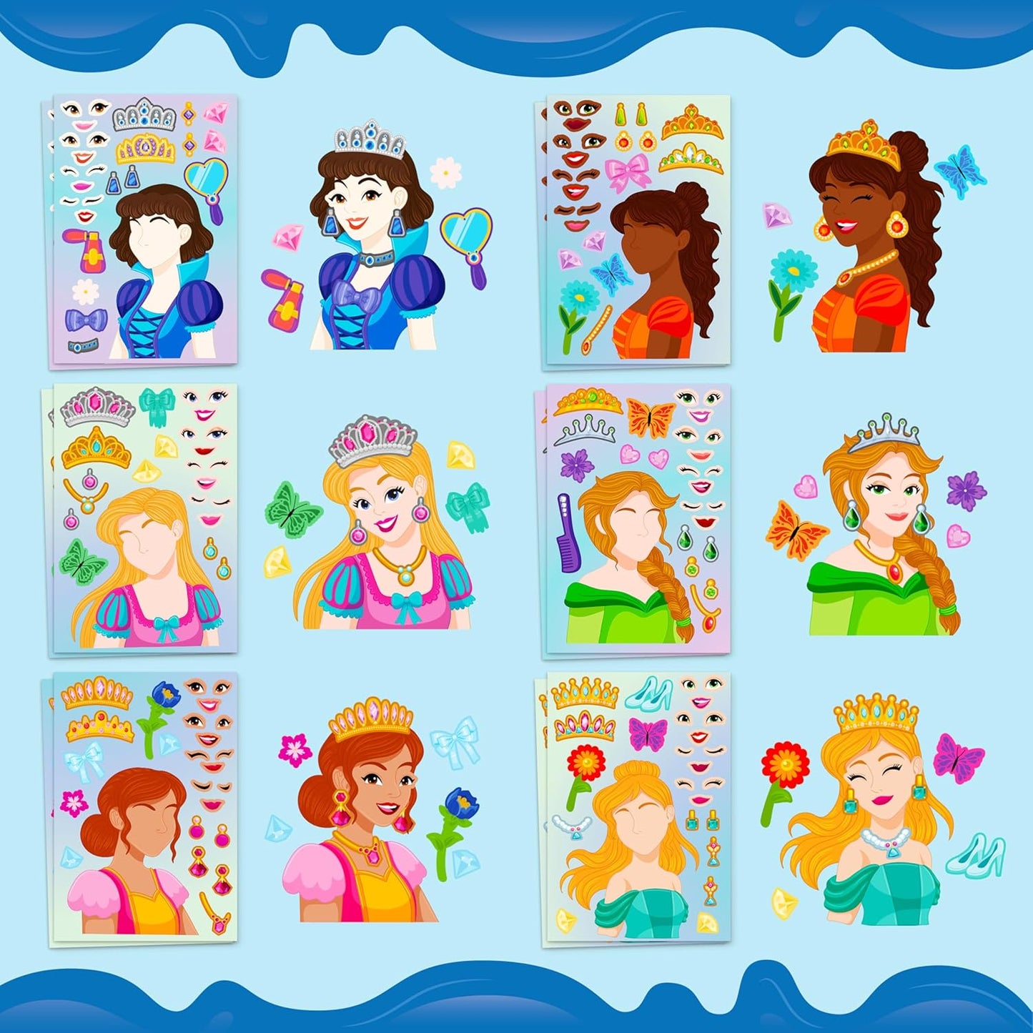 JOYIN 24 Sheets 9"x6" Make a face Stickers for Kids, Make Your Own Stickers with Unicorn, Dinosaur, Sea and Safari Animals, Party Favors Kids Crafts, Goodie Bags Stuffers Classroom Activities