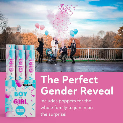 Gender Reveal Powder Smoke Bombs Cannon Poppers | 3 Pink & 3 Blue Poppers | Biodegradable | Alternative to Gender Reveal Smoke Bombs Extinguisher | Gender Reveal Party Decorations | TUR Party Supplies