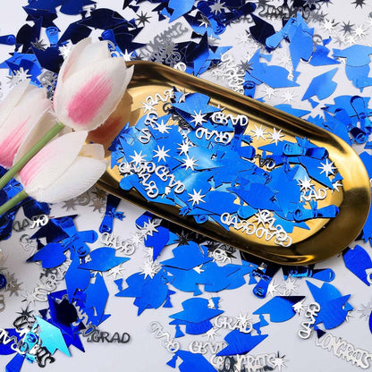 Silver and Blue Graduation Confetti 2026, 1000 Pcs Class of 2026 Table Centerpiece Grad Confetti for 2026 Graduation Party Decorations Supplies
