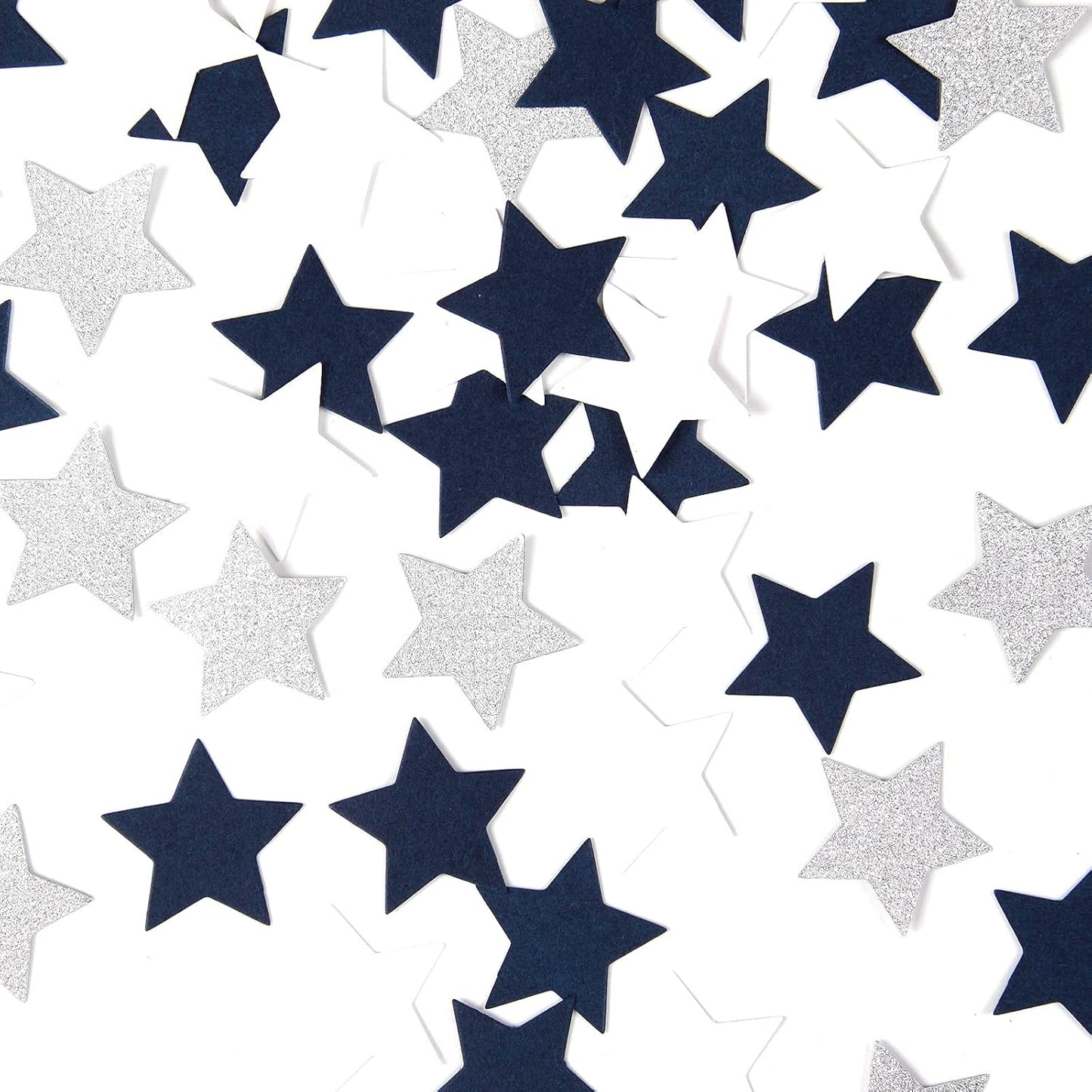 300pcs Navy Blue White Silver Confetti,Glitter Paper decor Twinkle Little Star Table Confetti,Birthday Graduation 2024 Fathers Day Wedding Baby Shower Party Decorations Circle Dots Lasting Surprise