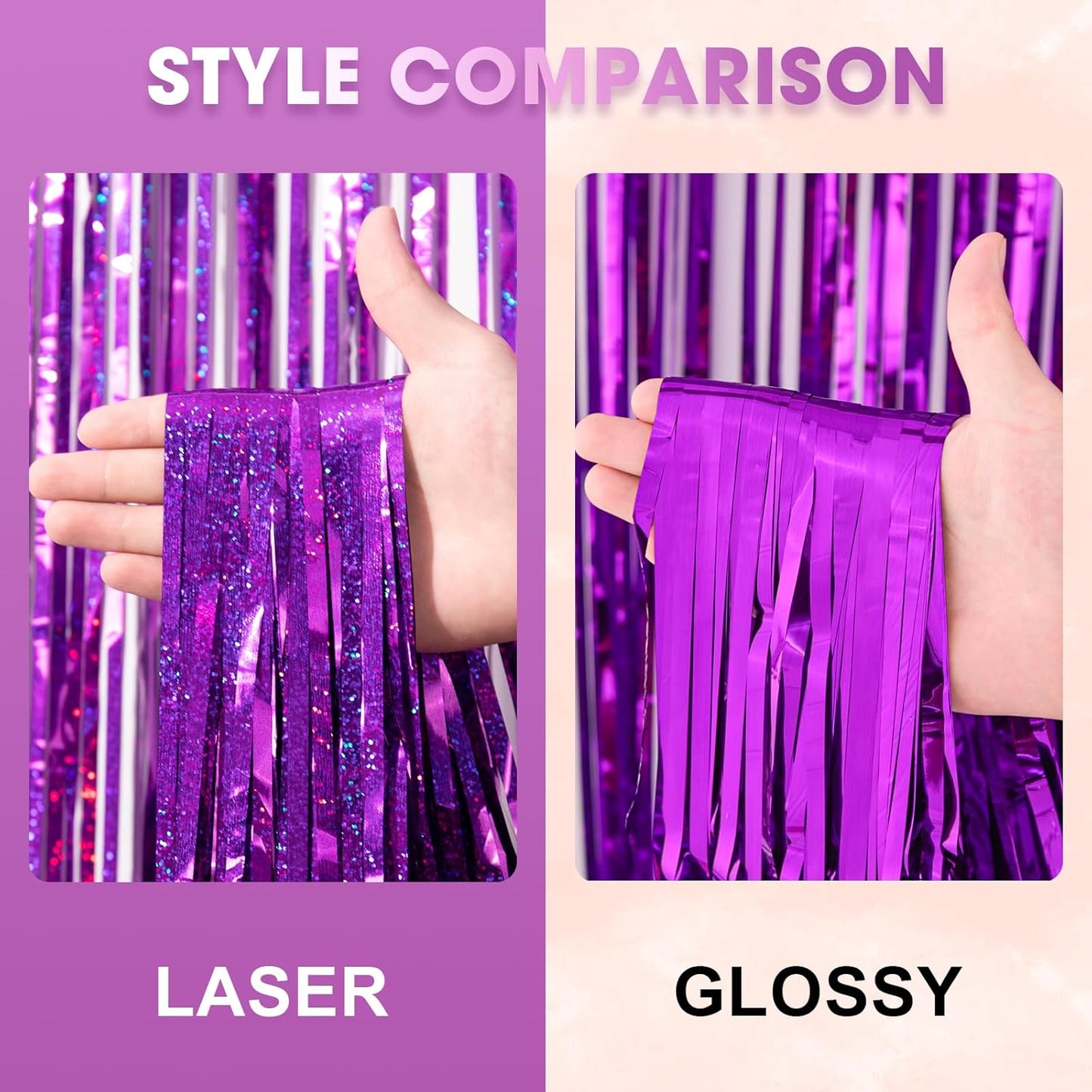 Voircoloria 3 Pack 3.3x8.2 Feet Gold Foil Fringe Backdrop Curtains, Tinsel Streamers, Fringe Backdrop for 2025 New Years Eve, Graduation, Birthday, Baby Shower, Gender Reveal, Disco Party - Colors A