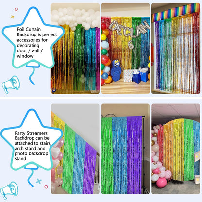 2 Pack Foil Curtain Backdrop Curtains Silver Tinsel Door Streamers Birthday Party Decorations Photo Booth Props for Disco Party Graduation Wedding Baby Shower Bachelorette Christmas Gender Reveal