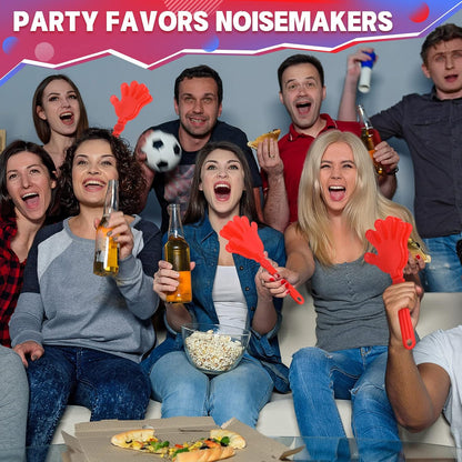 4 Pieces Jumbo Hand Clappers 11 Inch Noise Makers Party Favors Giant Large Hand Clappers Noise Makers for Sporting Events Cheers Ball Dance Basketball Football Noisemakers (Red)