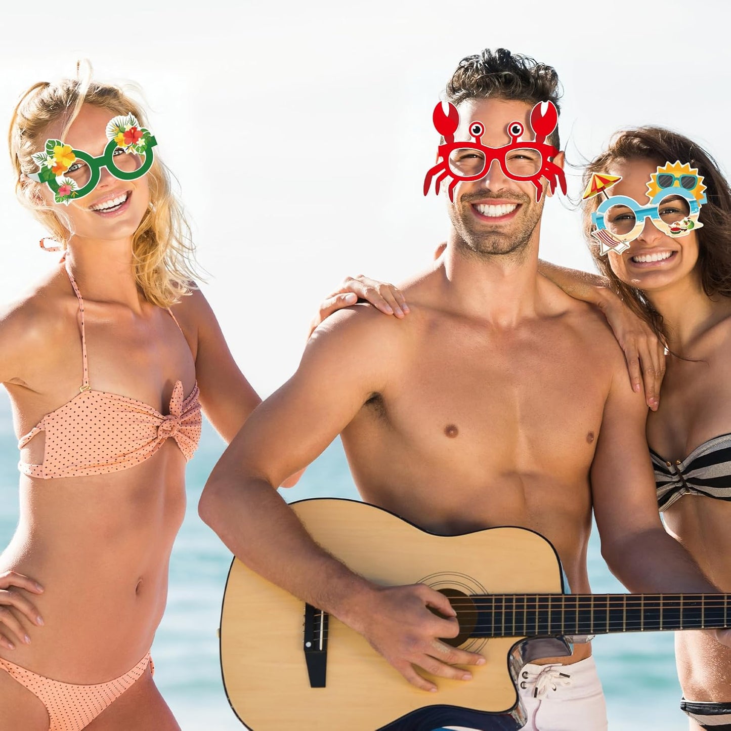 24PCS Hawaiian Party Decorations, Hawaiian Cardboard Glasses Bulk, Luau Party Sunglasses Frame Tropical Dress Pool Props Accessories, Hawaii Carnival Summer Pool Party Decorations for Women Men