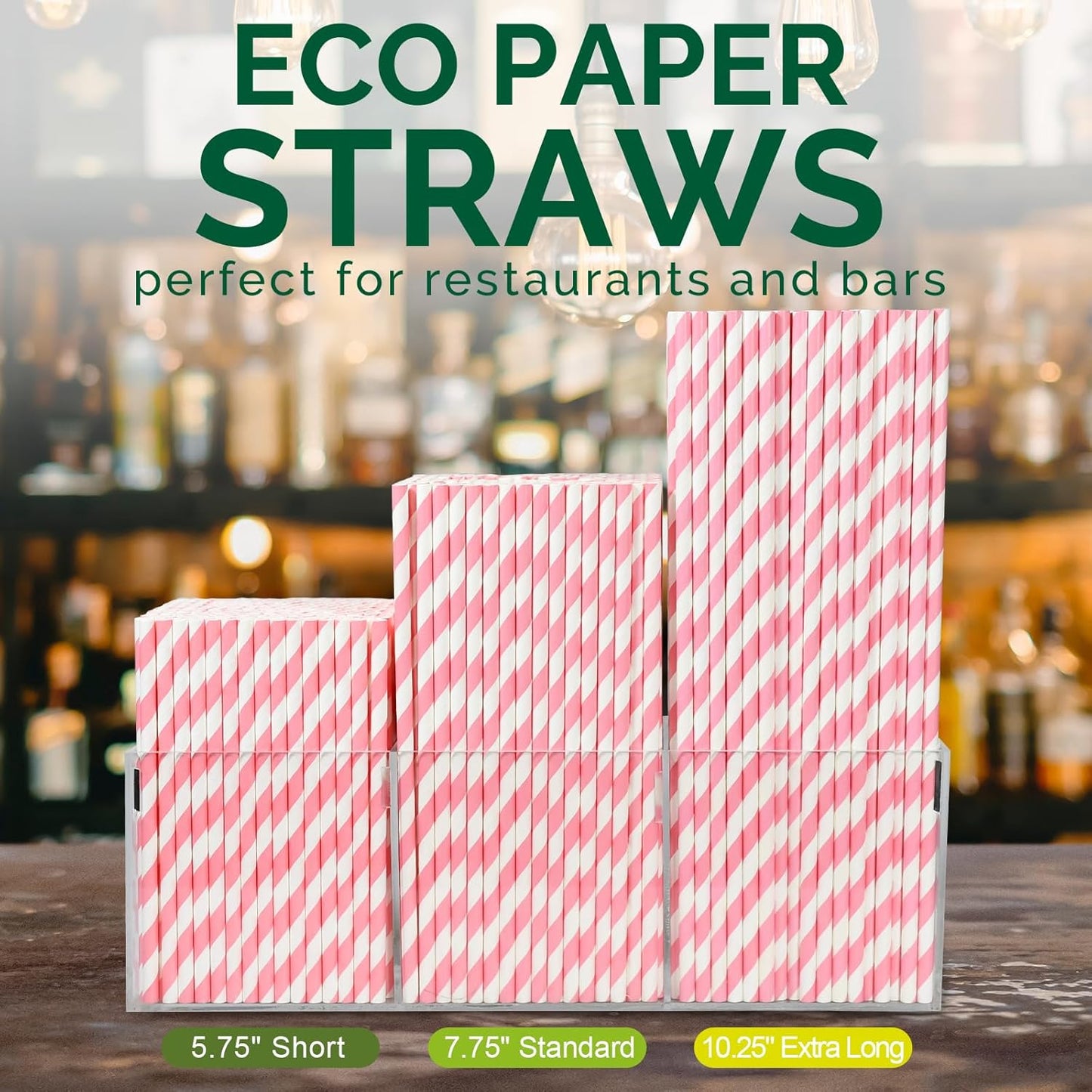 5.75 inch Orange Paper Cocktail Straws, Short Disposable Drinking Straws 500 Counts, Unwrapped - Compostable