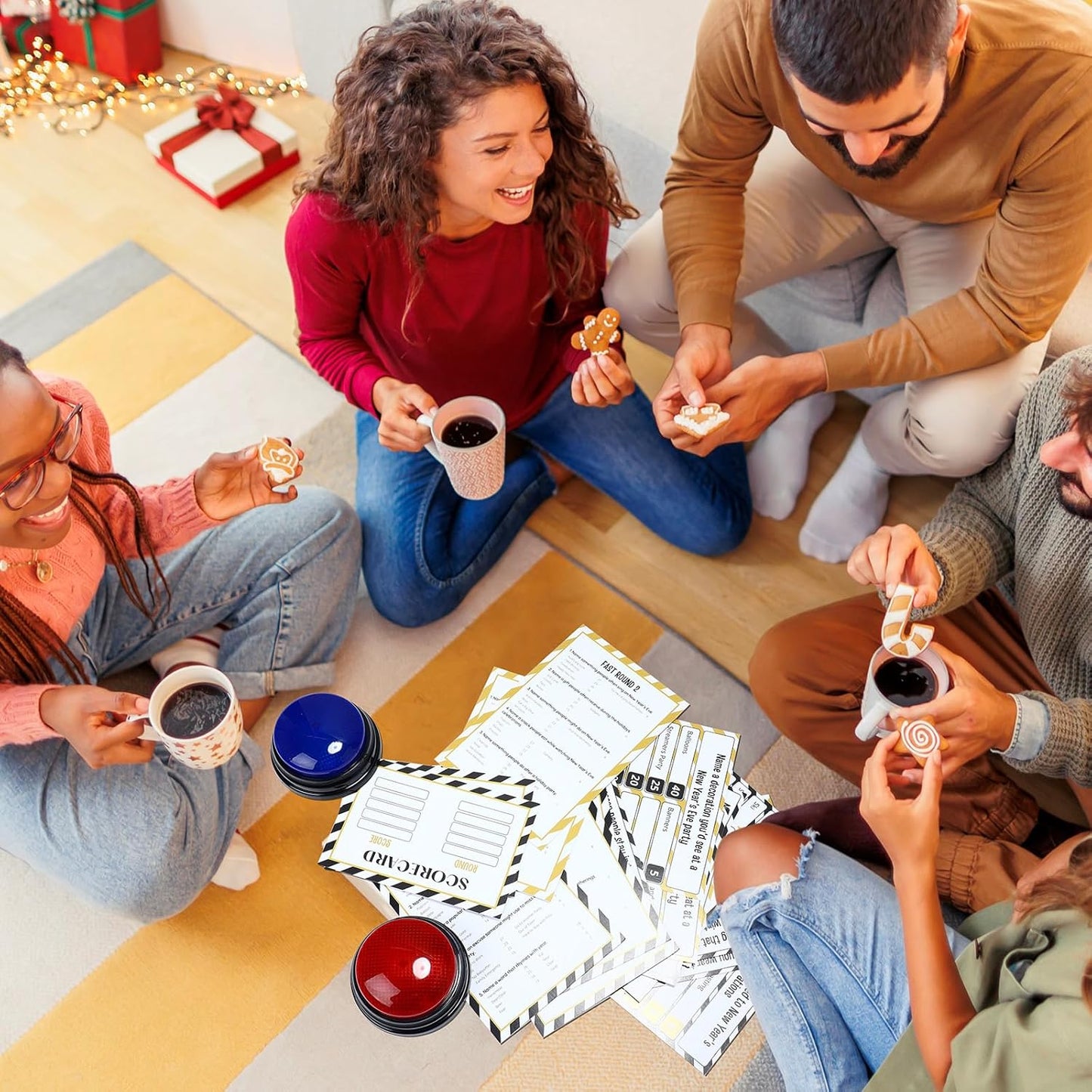 20 Pcs Retirement Friendly Feud Game Set Retirement Party Game Trivia Quiz with 18 Card 2 Buzzer for Adults Family Games Activities Party Supplies, Battery Not Included