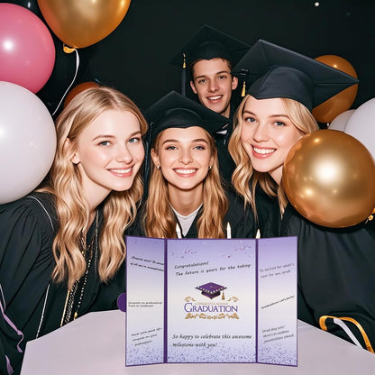 Graduation Guest Book 2026 Graduation Party Decorations Class of 2026 Graduation Sign in Book Signature Board Keepsake Grad Party Supplies College High School Graduation Gift Card Book (Blue)
