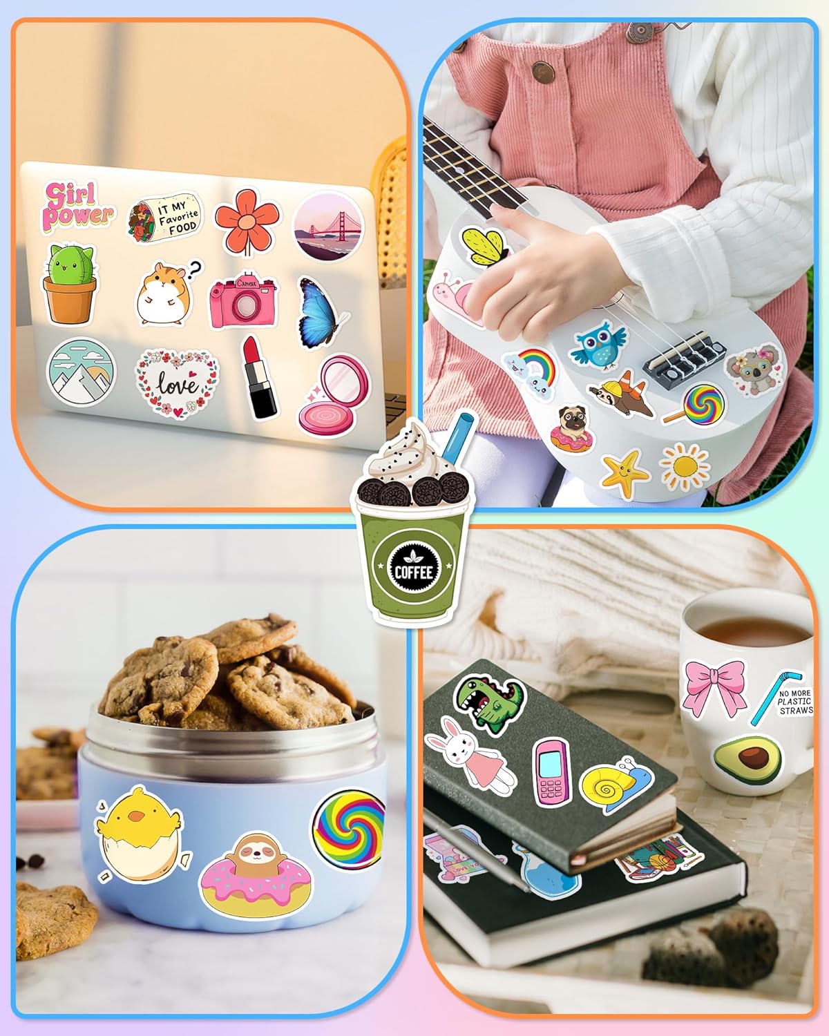 300 Pcs Stickers for Kids, Cute Water Bottle Vinyl Waterproof Laptop Stickers for Students Gifts School Supplies Classroom Teacher Prizes Stocking Stuffers Sticker Pack for Kids Girls Teens