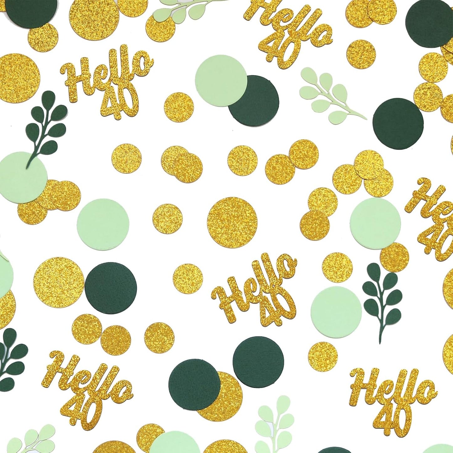 300PC Greenery Happy Birthday Confetti for Table Gold Glitter and Sage Green Birthday Party Decorations for Kids/Adult