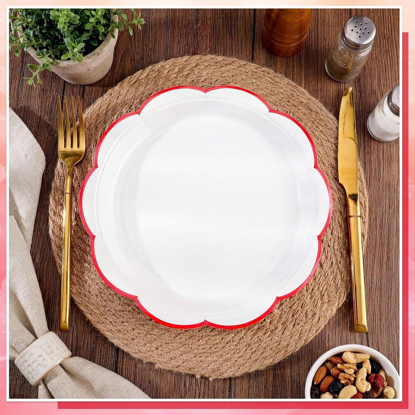 NatNarr 30 Pcs Sage Green Paper Plates, 7 Inch Scalloped Paper Plates Small Dessert Cake Plate Cute Party Plate Disposable Sage Greens Party Supplies for Wedding, Baby Bridal Shower, Birthday