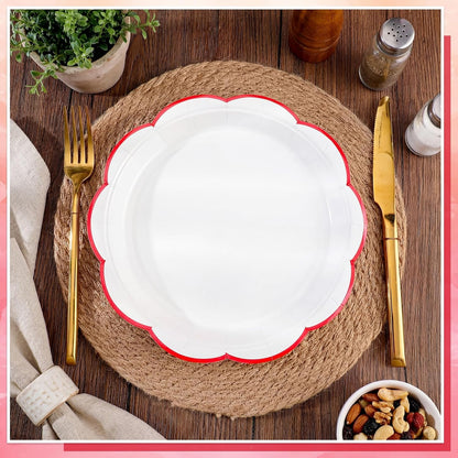 NatNarr 30 Pcs Sage Green Paper Plates, 7 Inch Scalloped Paper Plates Small Dessert Cake Plate Cute Party Plate Disposable Sage Greens Party Supplies for Wedding, Baby Bridal Shower, Birthday