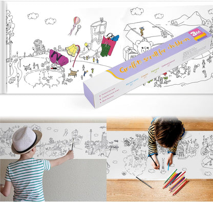 2PCS Children's Drawing Roll, Coloring Paper Roll for Kids Gift, 120 * 11.8 Inches DIY Painting Drawing Paper Roll, Sticky Drawing Paper Roll, Early Educational Toys for Kids (Animal World)