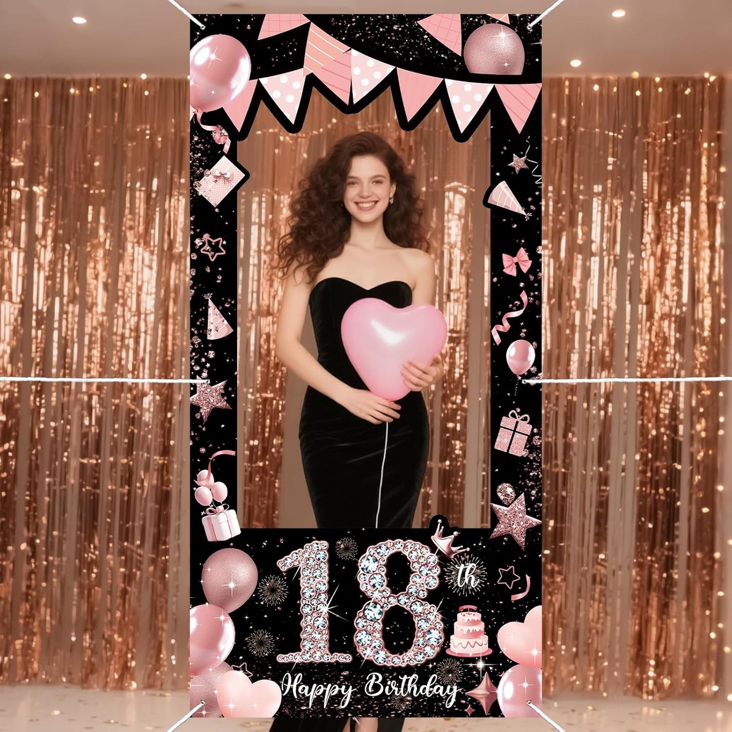 Pink 80th Birthday Neon Photography Banner Backdrop Glow Party Disco Dance Neon Theme Birthday Banner Photo Frame Props Props Selfie Background Face Cutout Photo Props Decoration