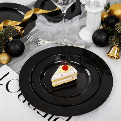 FLOWERCAT 60PCS White Plastic Plates - Heavy Duty White Disposable Plates for Mother's Day/Birthday Party/Wedding -serve for 30 guests Include 30PCS 10.25" & 30PCS 7.5" Plates for Party