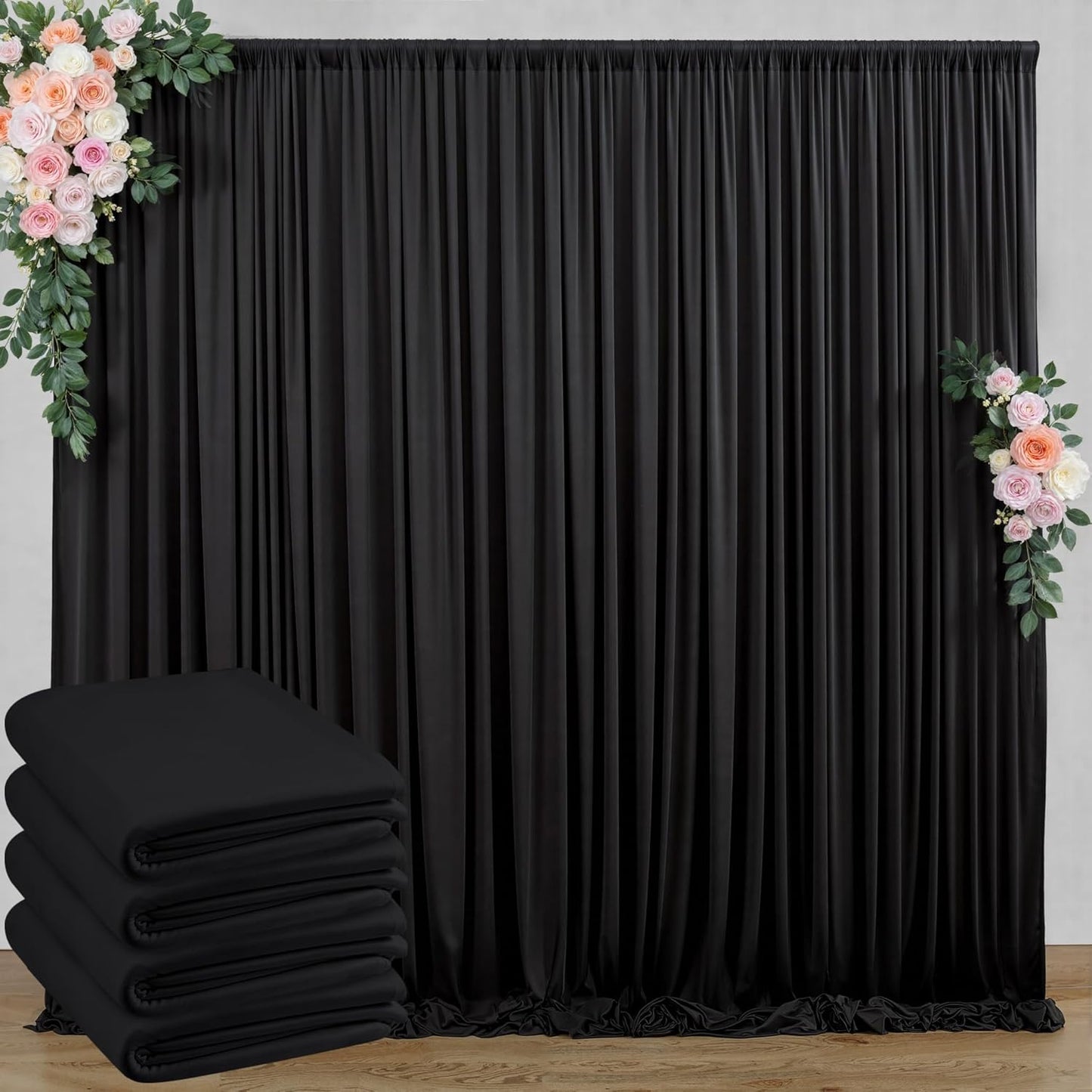 10 ft x 10 ft Wrinkle Free White Backdrop Curtains for Wedding Parties, Polyester Photography Backdrop Drapes for Birthday Parties Stage Backdrop Stand, 2 Panels 5x10FT Background Curtains