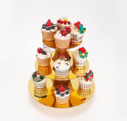 YLDW Cupcake Stand, 3-Tier Cupcake Stand Display, Cardboard Cup Cake Tower Stand, Disposable Dessert Stand for Birthday Tea Party Baby Shower Treat Decorations, Pink