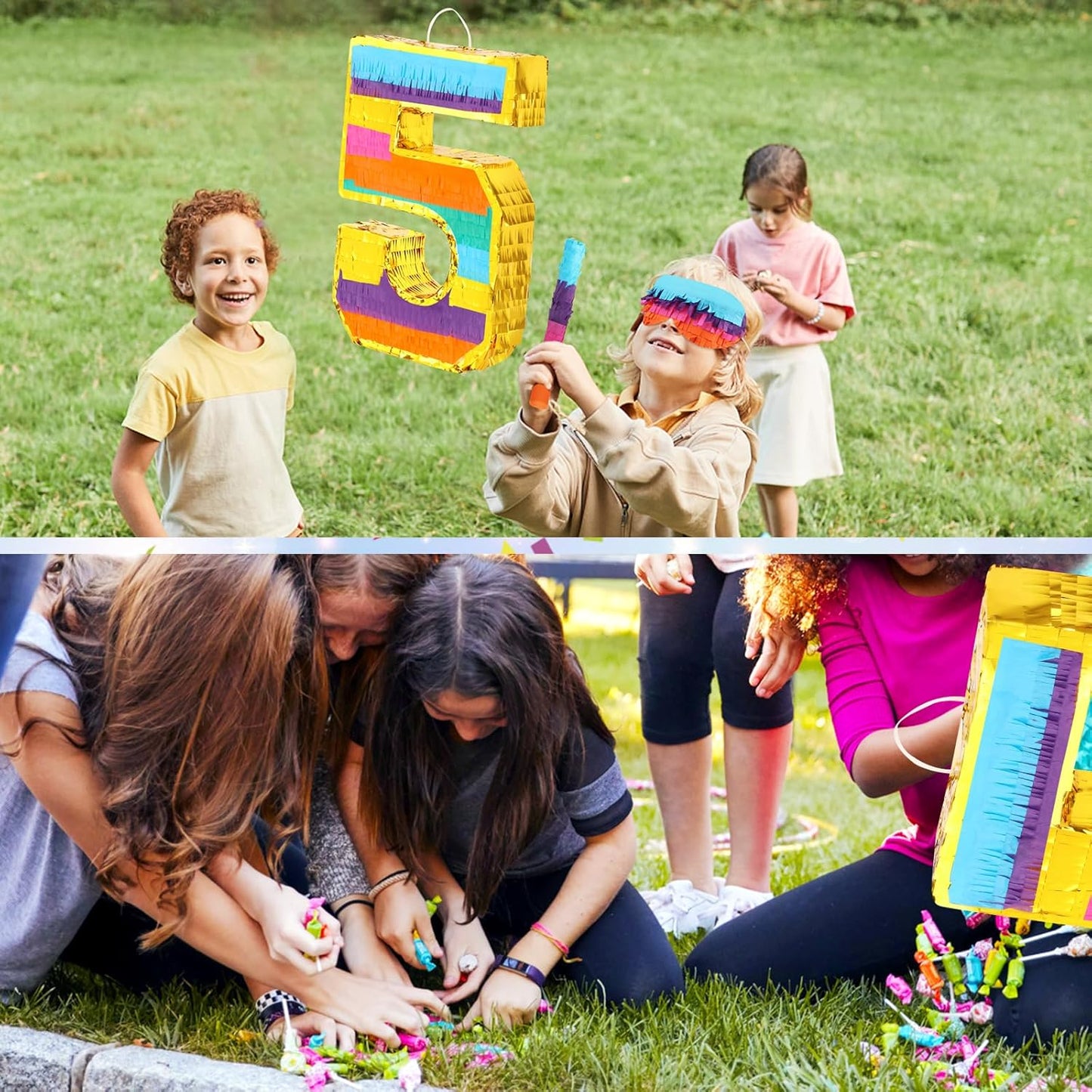 Dinosaur Pinata - Dinosaur Decorations with a Blindfold and Bat for Boys Girls Animal Themed Birthday Party Kids Classroom Game Decorations Supplies (15.7 x 11.4 x 3.1 Inches)