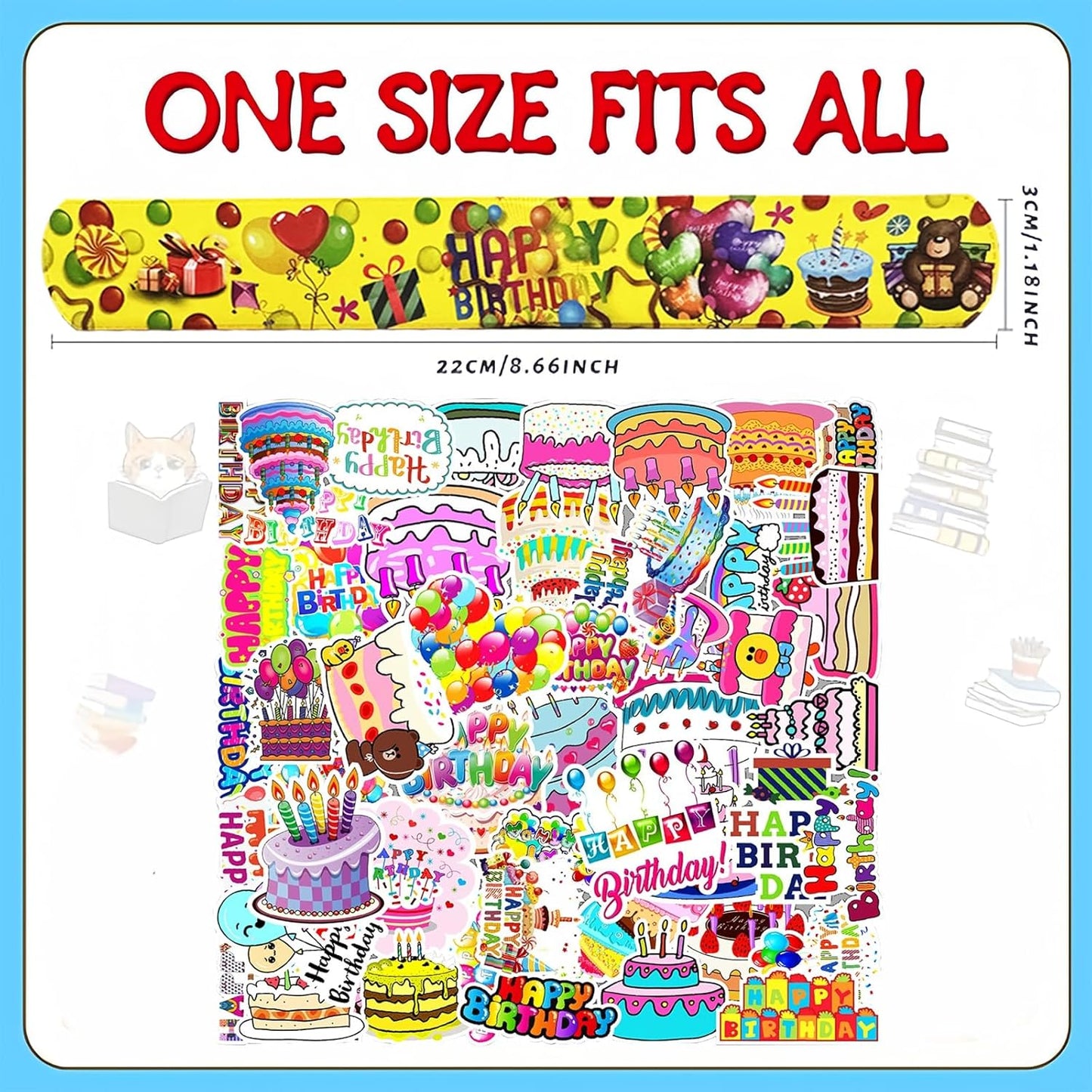 CZWXOXO 74PCS Fruit Slap Bracelets&Stickers Summer Fruit Theme 24PCS Slap Bracelets 50PCS Stickers Party Favors Basket Bag Filler School Prizes Gifts Party Favors Bulk