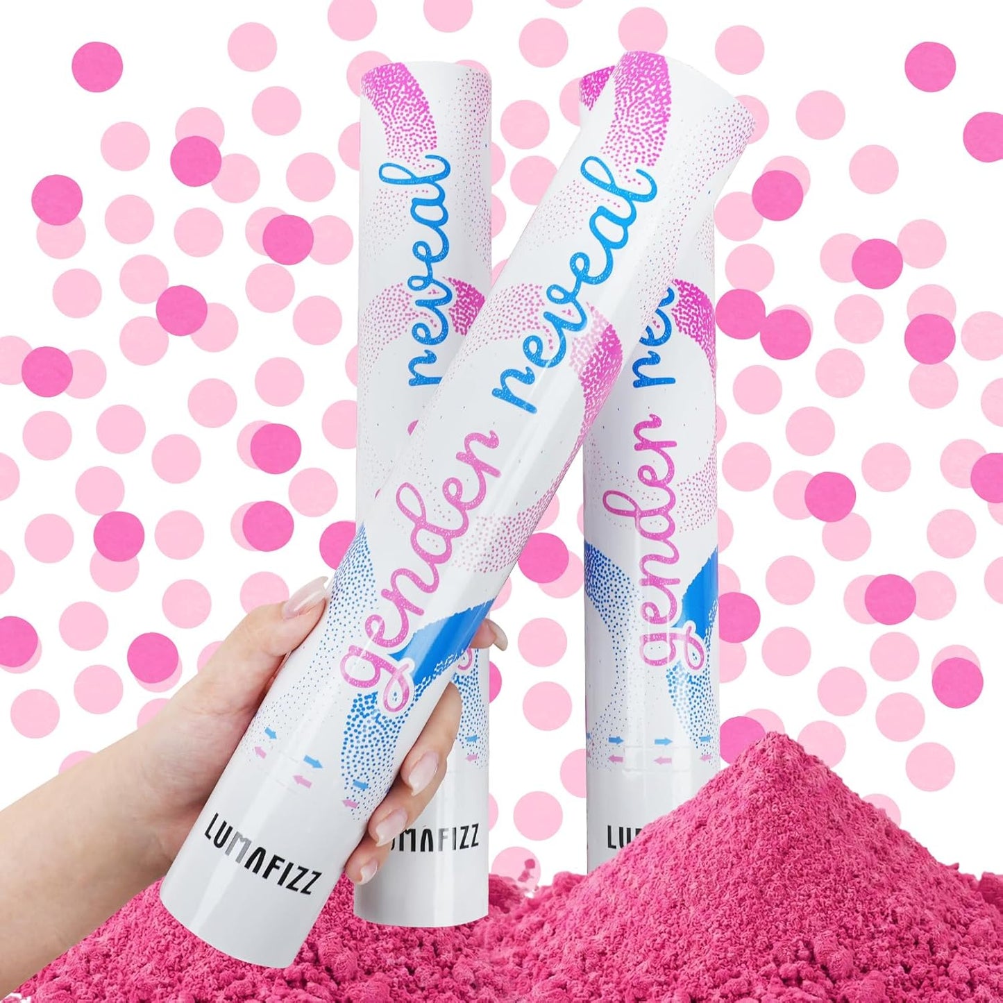 Gender Reveal Confetti Cannon - Biodegradable Confetti Poppers - Pink & Blue, 2 Pack - Party Supplies Pop Gun-Cannon for Boy or Girl Baby Reveal Party Supplies (1Pink +1Blue)