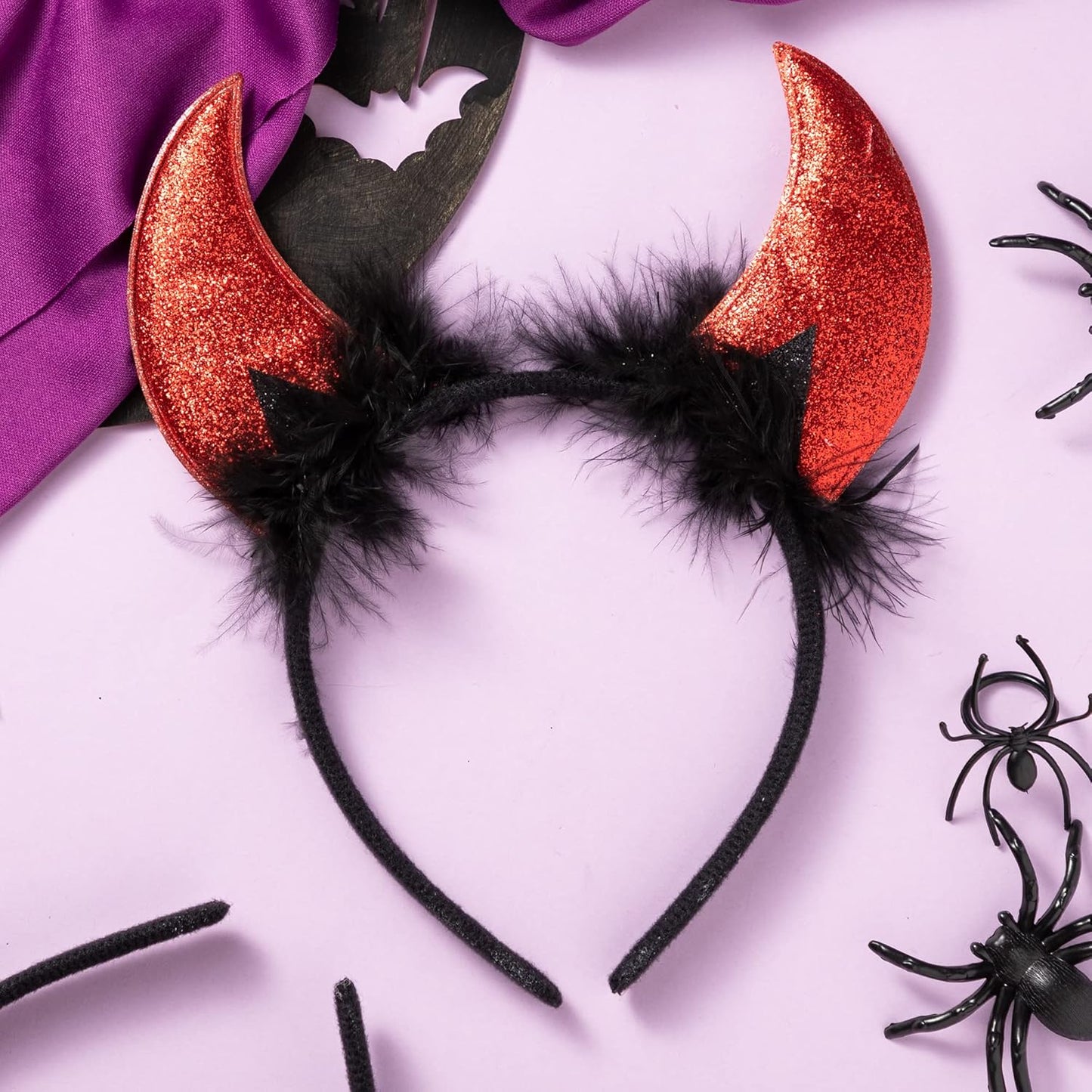 Spooktacular Creations Halloween Devil Horns Headband, Red Headwear Costume Accessories for Women Halloween Party Favors, Cosplay Costume
