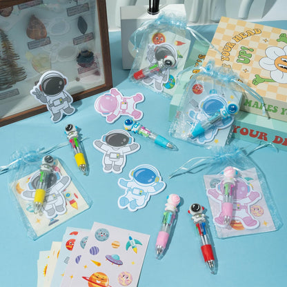 CY2SIDE Dinosaur Stationery Party Gift - 24 Pack Back to School Gifts Set Include 4-in-1 Ballpoint Pens Sticky Notes Stickers & Organza Dino Animal Party Favors Goodie Bag Fillers for Classroom Prizes