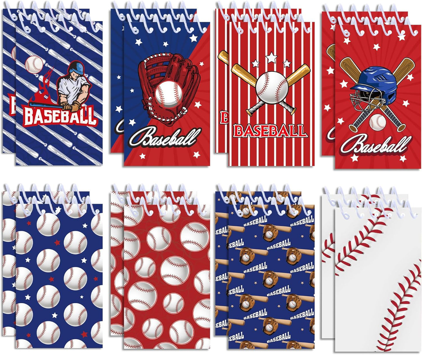 24 Pcs Mini Baseball Themed Notepads Sports Party Favors Sports Spiral Pocket Notepads Goodie Bag Stuffers Notepads Spiral Mini Notebooks for Teens Teacher Classroom Reward