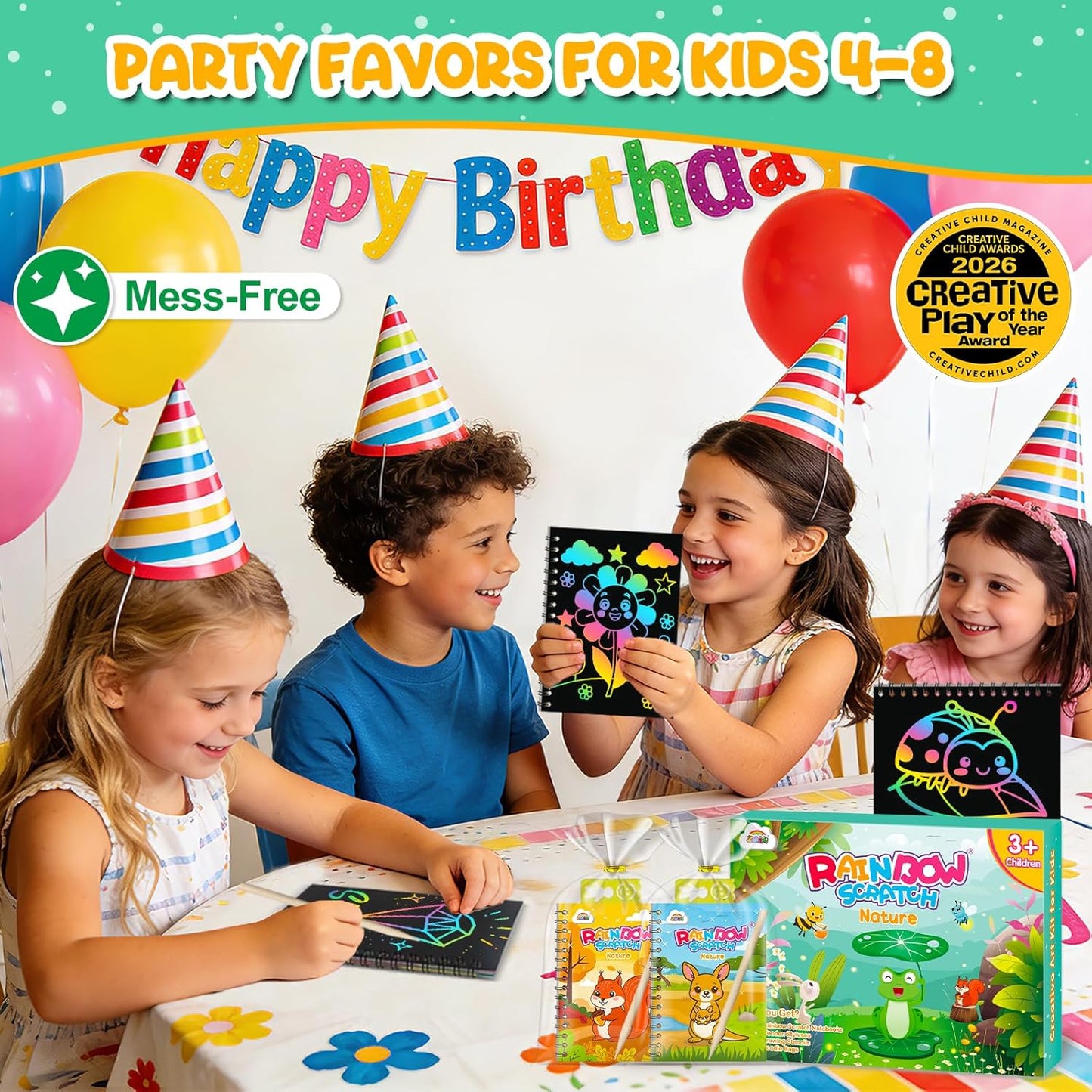 ZMLM 24 Pack Scratch Art Party Favors: Birthday Party Favors for Kids 4-8, Bulk Rainbow Scratch Notebook Paper Pads, Goodie Bags Stuffers Girls Boys Classroom Gifts Crafts Toys