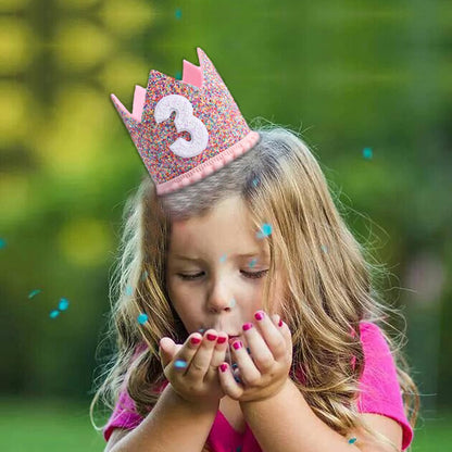 Rainbow Crown - 4th Birthday Party Glitter Crown, Kids Birthday Hats, Baby Photo Props, Little Girls Hair Accessories