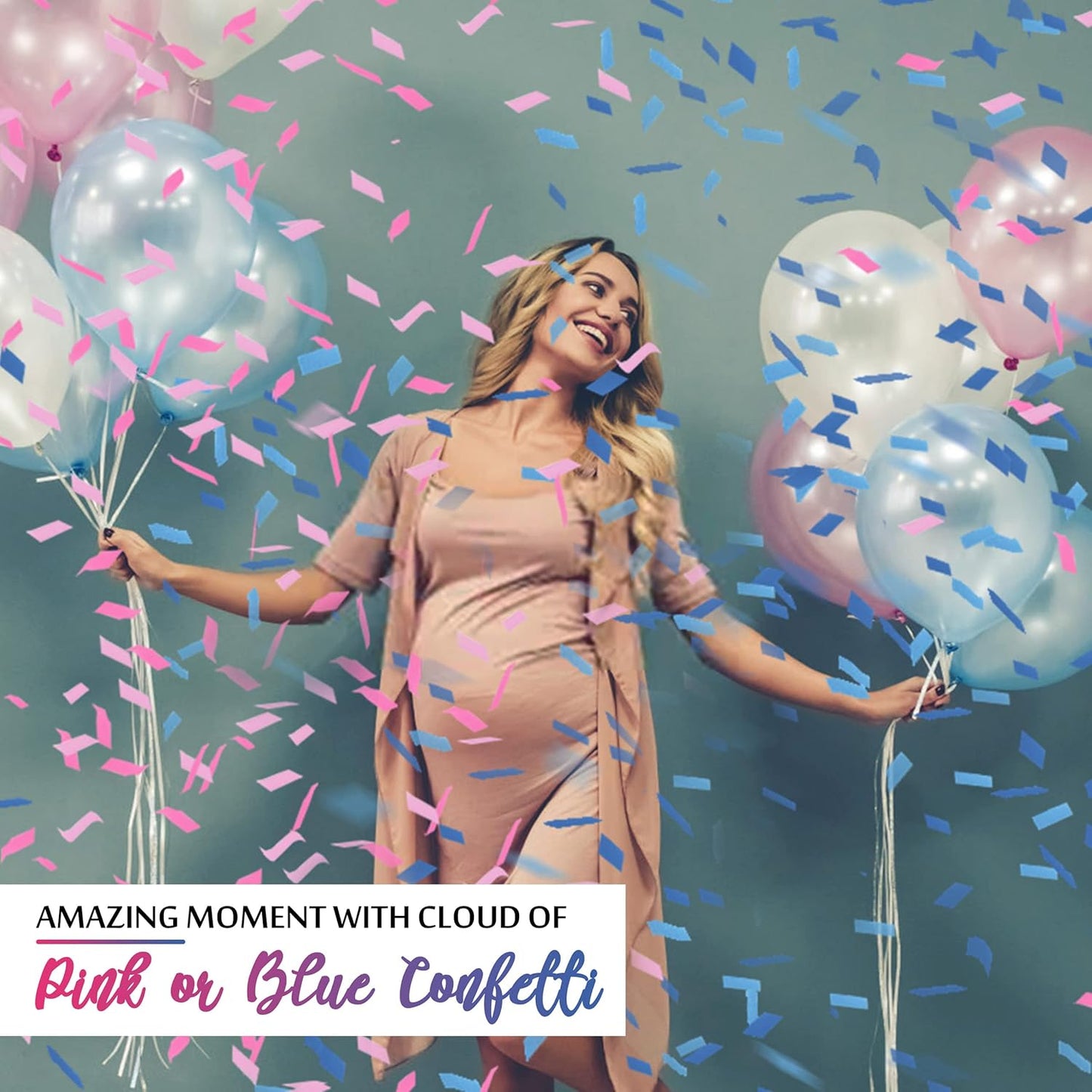Gender Reveal Pink Confetti Cannon, DOUKEE Baby Shower Pink only Biodegradable Confetti Poppers for Girl Baby Reveal Party - 2 Set