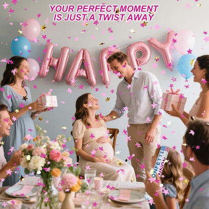2 Pack Gender Reveal Confetti Cannon, 12 in Pink Square shaped Paper Party Poppers Cannons, Confetti Poppers For Baby Girl Gender Reveal Baby Showers (Square, Pink)