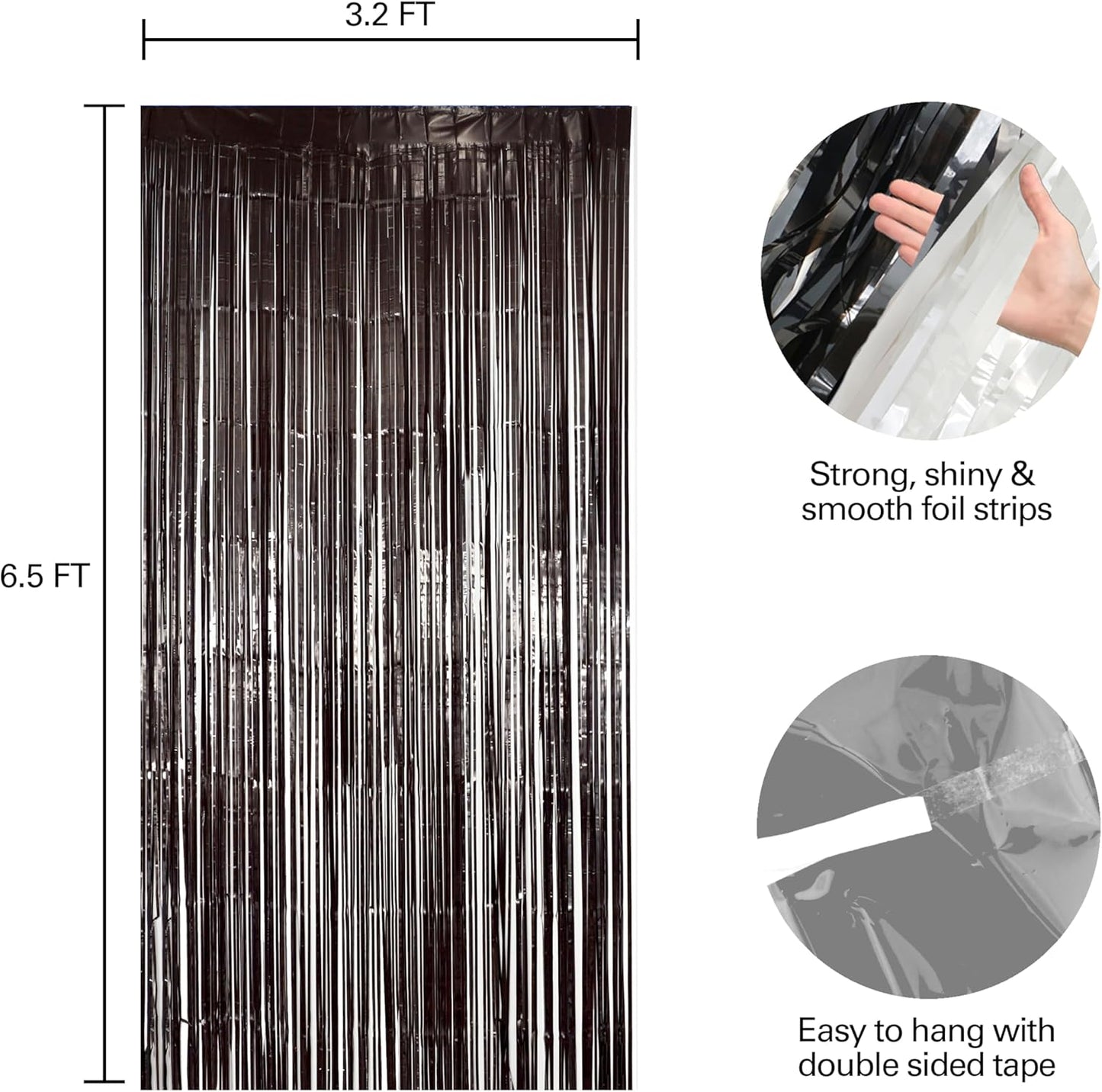 Hampton Distribution 6 Pack Silver Foil Fringe Curtains, Silver Tinsel Backdrop Party Curtains, Party Supplies for Birthday, Holidays, Parties & More