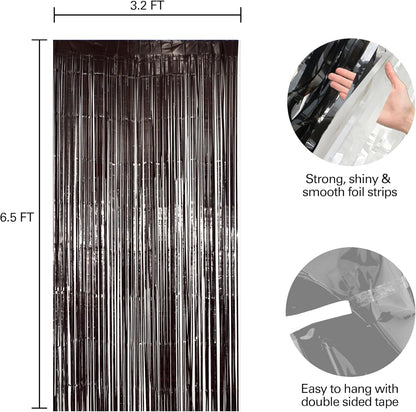 Hampton Distribution 6 Pack Silver Foil Fringe Curtains, Silver Tinsel Backdrop Party Curtains, Party Supplies for Birthday, Holidays, Parties & More