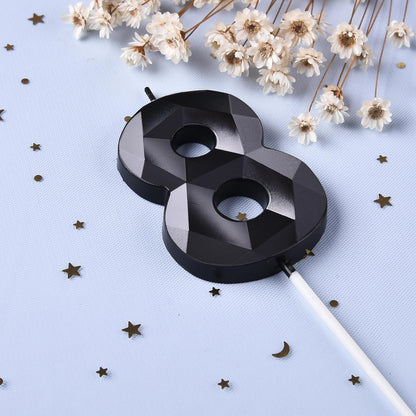 PHD CAKE 2.76 Inch Crystal Black 9 Number Birthday Candles, Black Number Candles, Cake Number Candles, Party Celebration