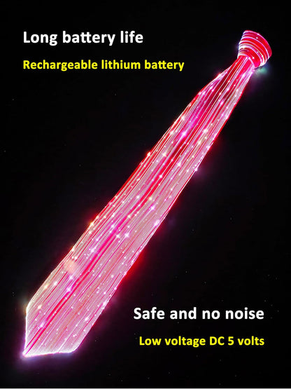 LED Neck Ties for Men Party Fiber Optic Light Up Necktie Bar Rave Funny Glow Clothes Accessories for Adults Women