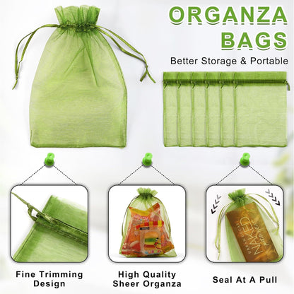 ANZNKU 50 Pack Organza Bags 5 x 7 in White Small Mesh Gift Bags Bulk Drawstring for Wedding Party Favors, Little Goodie Bag for Candy Jewelry Soap Makeup, Treat Sachet Pouch for Mothers Gifts Wrap