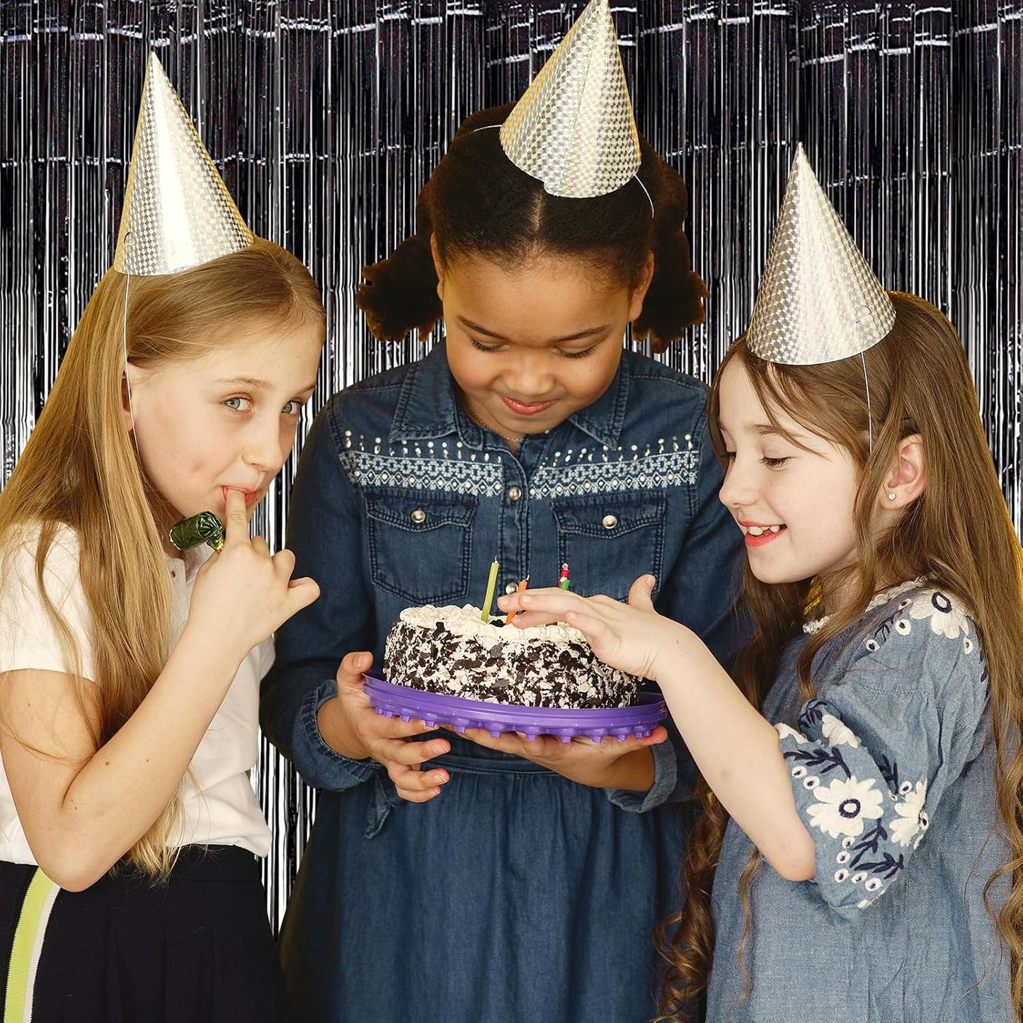 10 Pack Silver Backdrop Curtain 3.2ft x 8.2ft Metallic Tinsel Foil Fringe Curtains Photo Booth Background for Birthday Party Decoration Baby Shower Engagement Wedding Christmas Decoration (Silver)