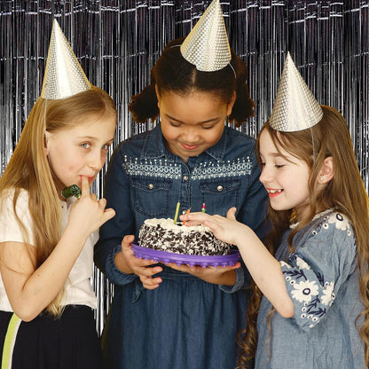 10 Pack Silver Backdrop Curtain 3.2ft x 8.2ft Metallic Tinsel Foil Fringe Curtains Photo Booth Background for Birthday Party Decoration Baby Shower Engagement Wedding Christmas Decoration (Silver)