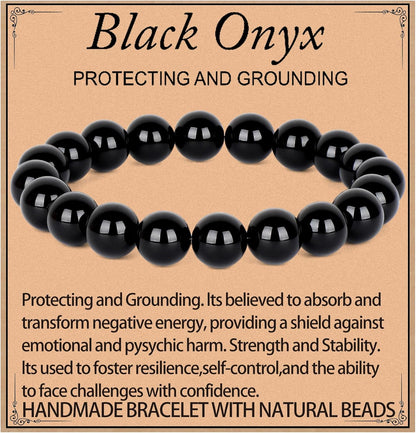 LPBeads Handmade Natural Gemstone Stretch Elastic Bracelet Healing Crystal Round Stone Beads Jewelry Gifts for Women Men