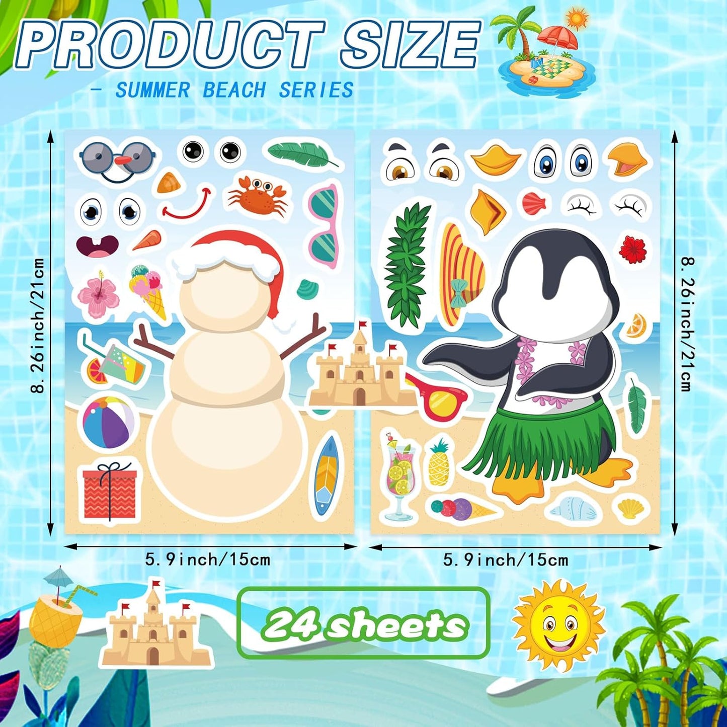 24 PCS Fairy Stickers for Kids, Make a Face Sticker with 8 Unique Designs Fairy, Frog, Mushroom, Make Your Own Stickers for Girls Birthday Party Favors, Goodie Bags, DIY Crafts