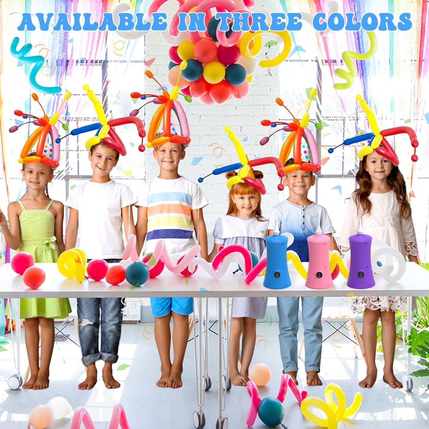 206 Balloon Pump Electric Air Pump for Long Balloon Inflator Blower for Foil Twisty Animal Balloons for Birthday Party Celebration Balloons Decorations